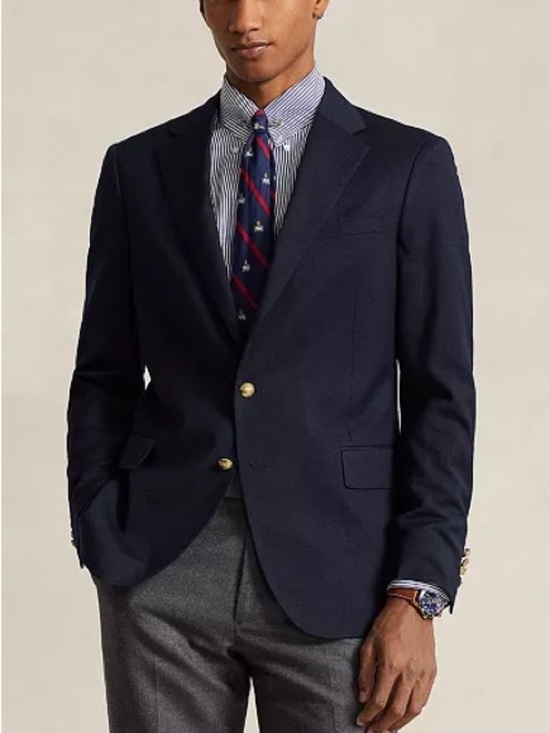 Polo Ralph Lauren Other - Polo Ralph Lauren Navy Two-Button Gold Wool-Blend Gabardine Blazer size 44L READ